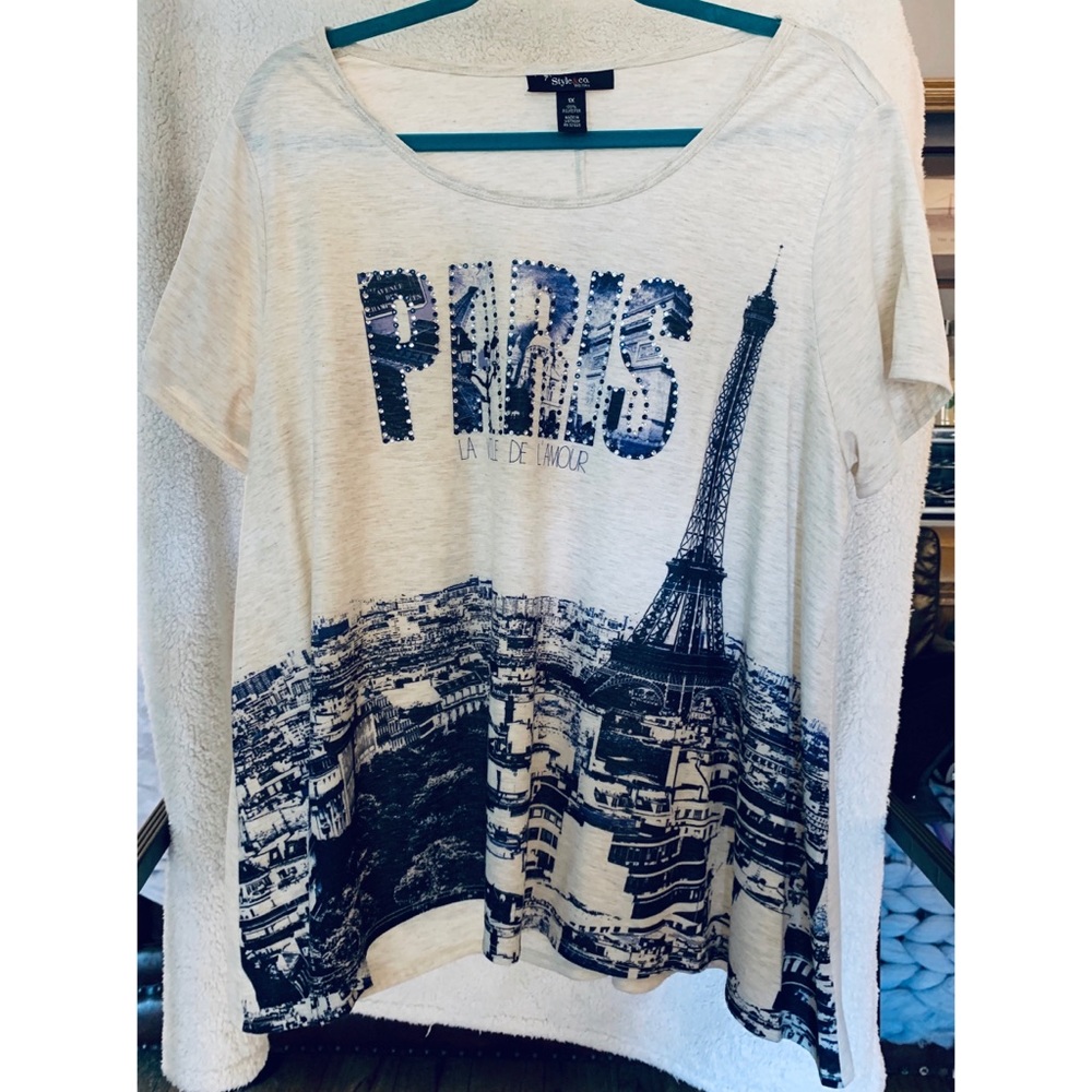Style & Co Paris Graphic Short Sleeve Top